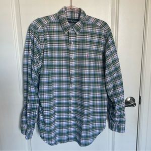 Ralph Lauren Classic Fit plaid blue green pink button up shirt